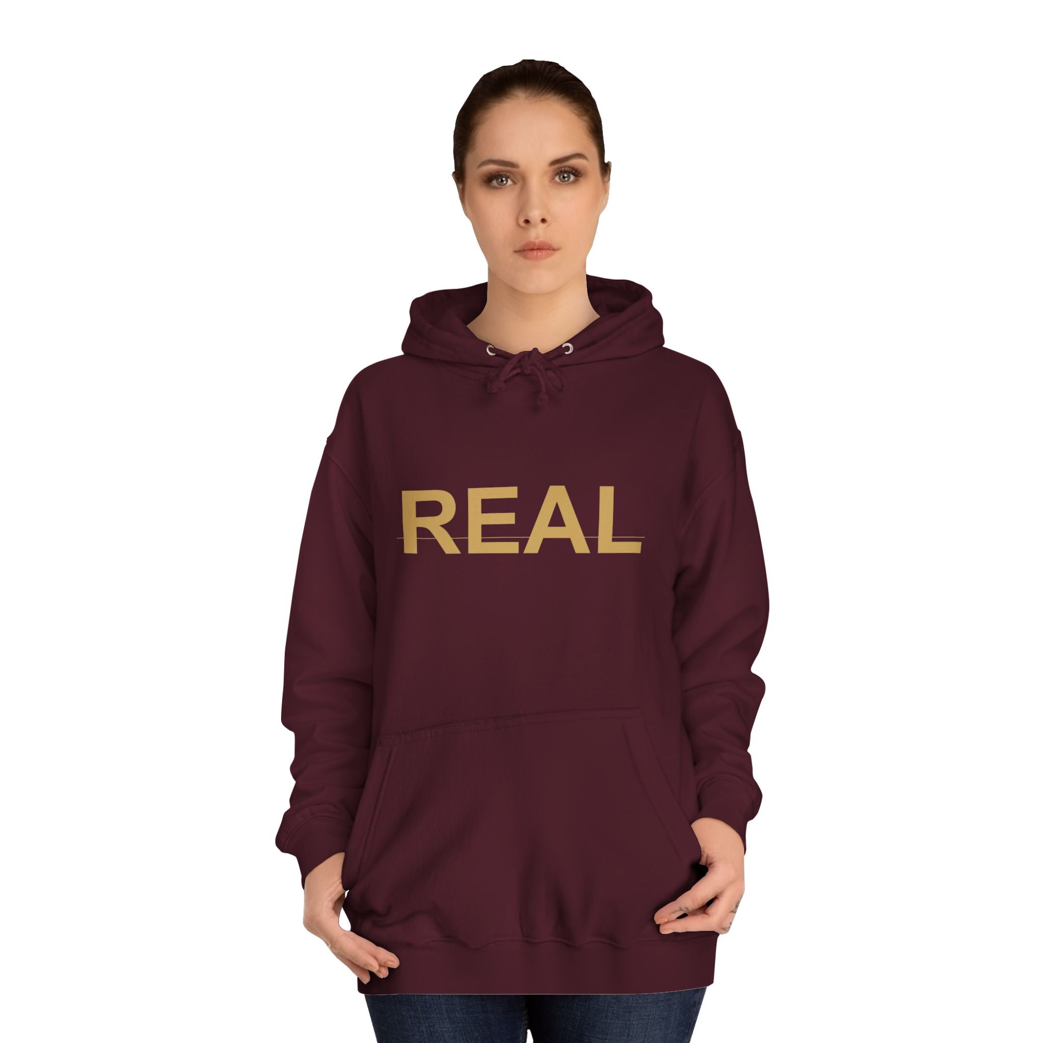 REAL Gold Block Letter Minimalist Statement Hoodie