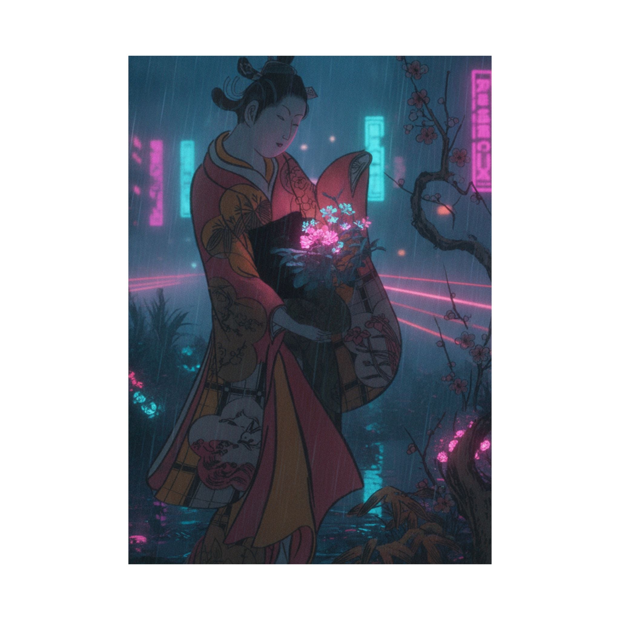 Neon Noir — A Young Lady In A Garden — Matte Poster