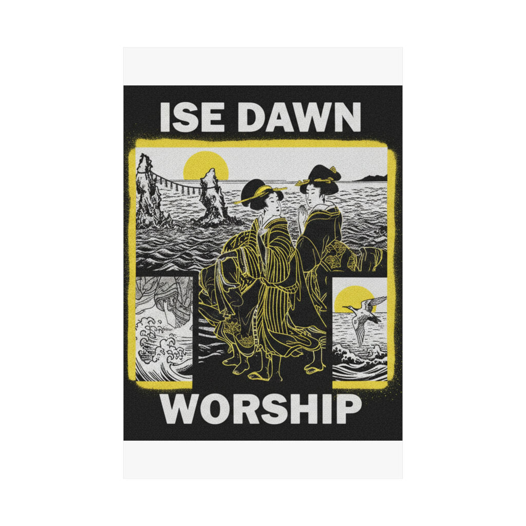 Streetwear Collage — Women Worshipping The Rising Sun Between The Twin Rocks At Ise — Matte Poster