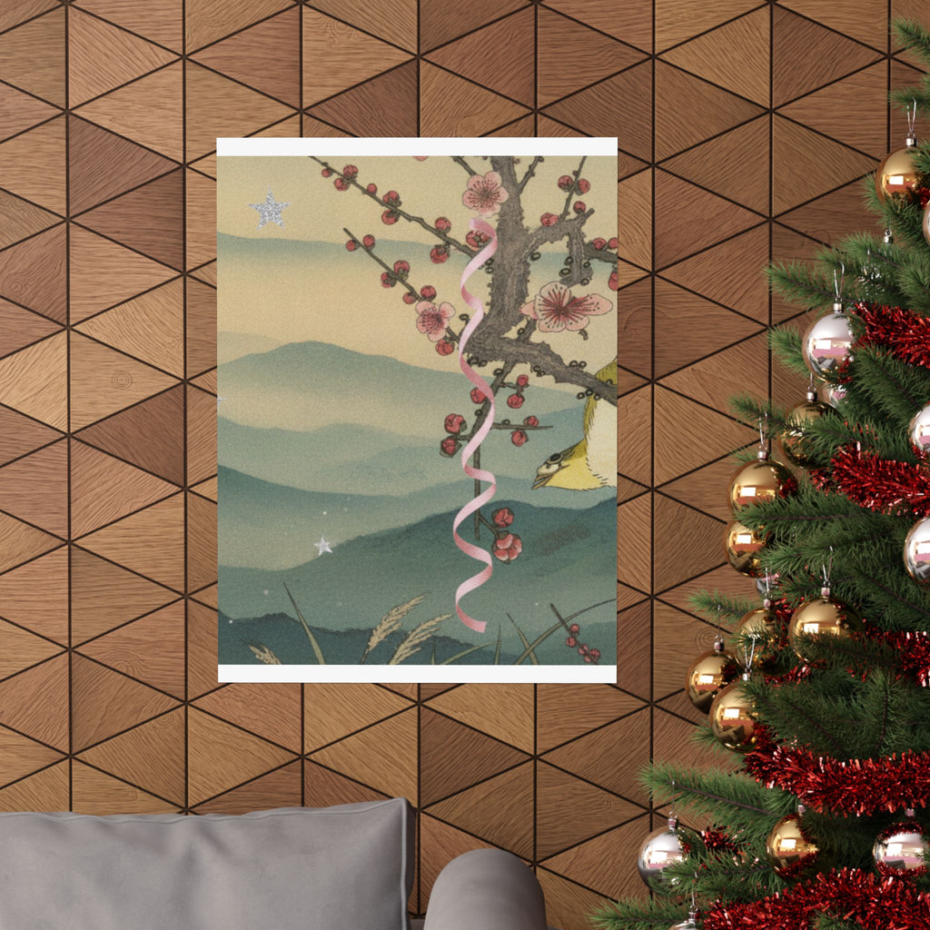 Scenic Nature — Bush Warbler On A Plum Branch (Ume Ni Uguisu) — Matte Poster