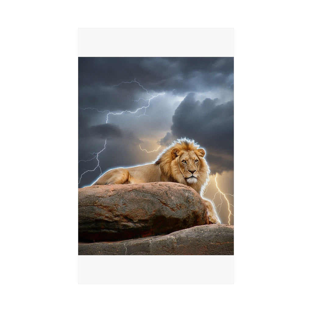 Dramatic Storm — Lion — Matte Poster