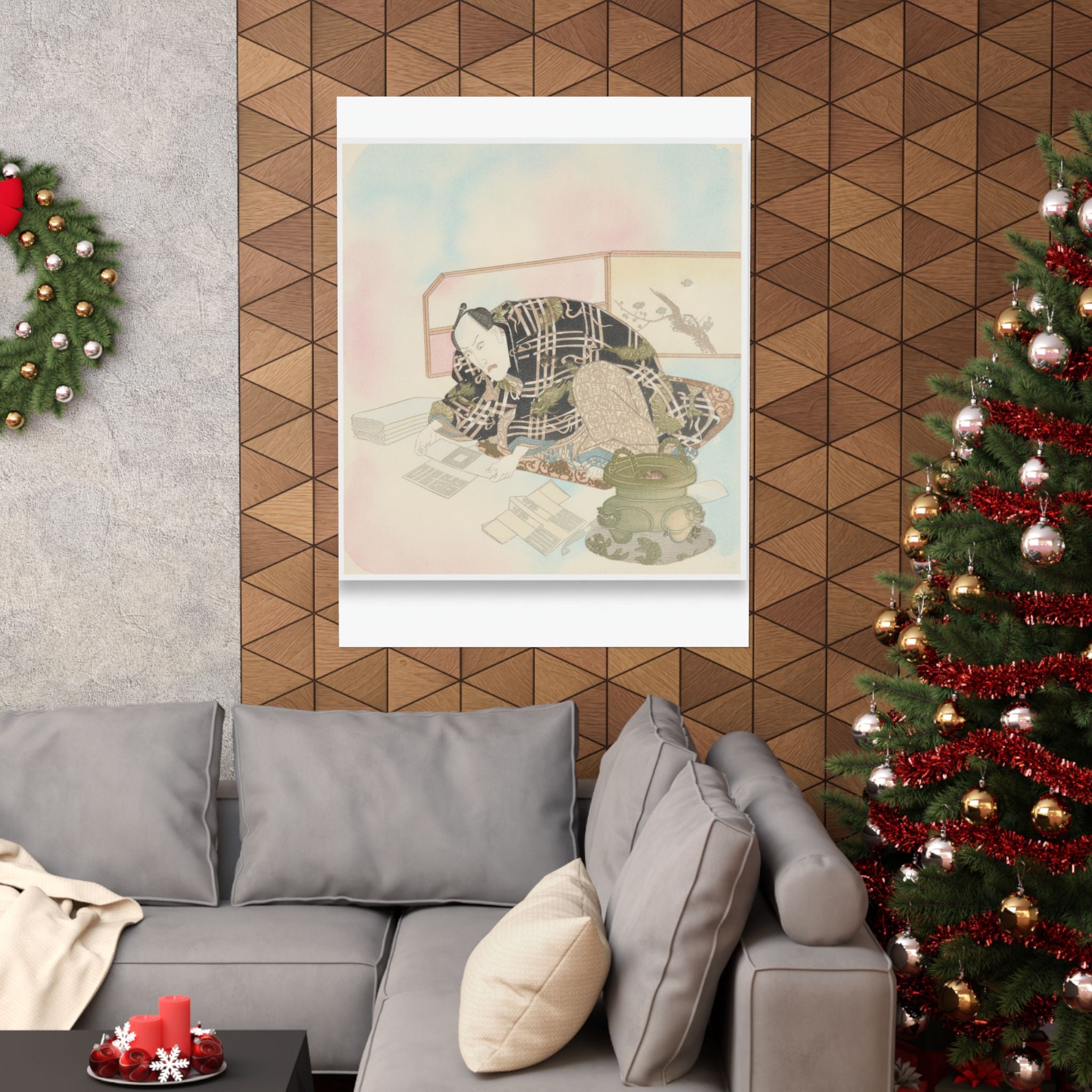 Watercolor — Ichikawa Danjūrō Vii Preparing New Year'S Gifts — Matte Poster