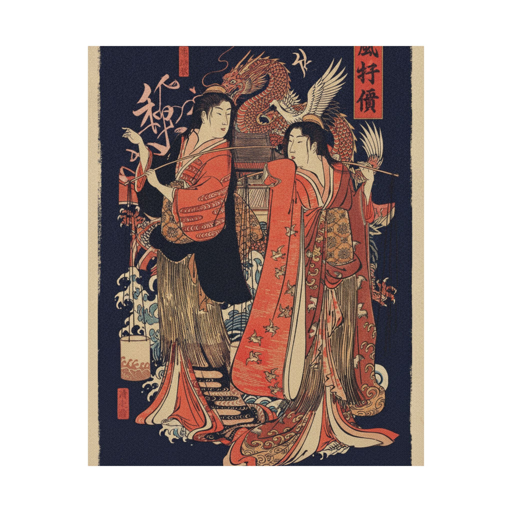Japanese Street — The Dance Of The Beach Maidens From The Series Brocade Of The East — Matte Poster