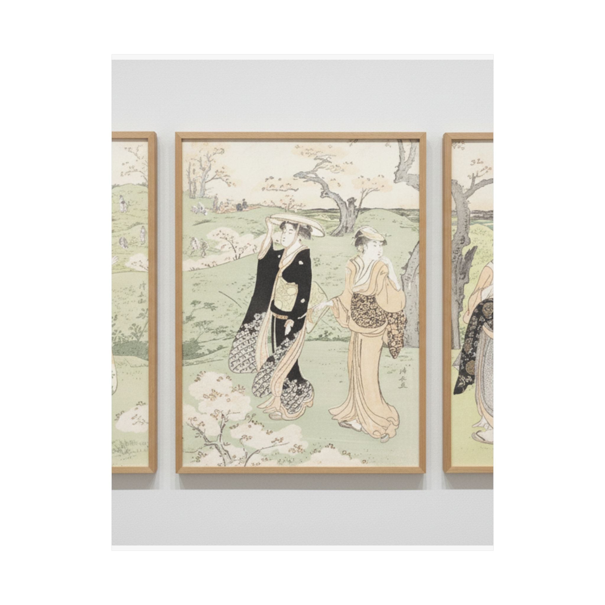 Watercolor — Young Ladies Viewing Cherry–Blossoms At Asukayama — Matte Poster
