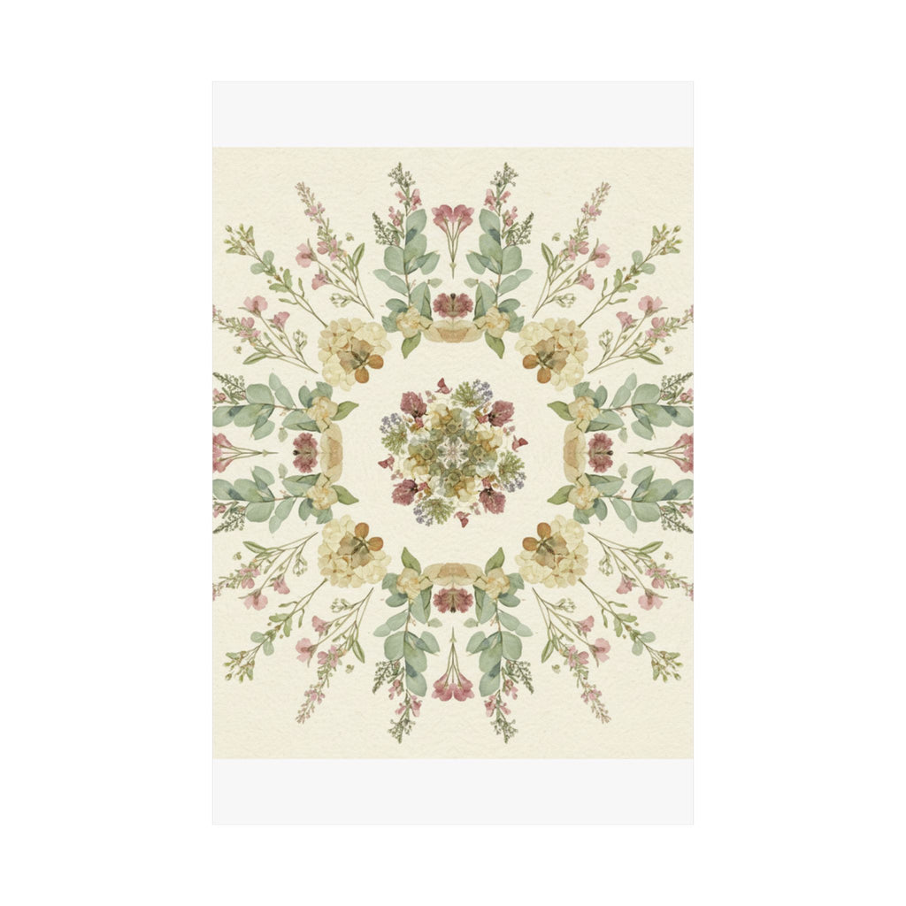 Pressed Wildflower Symmetry Cottagecore Botanical Poster