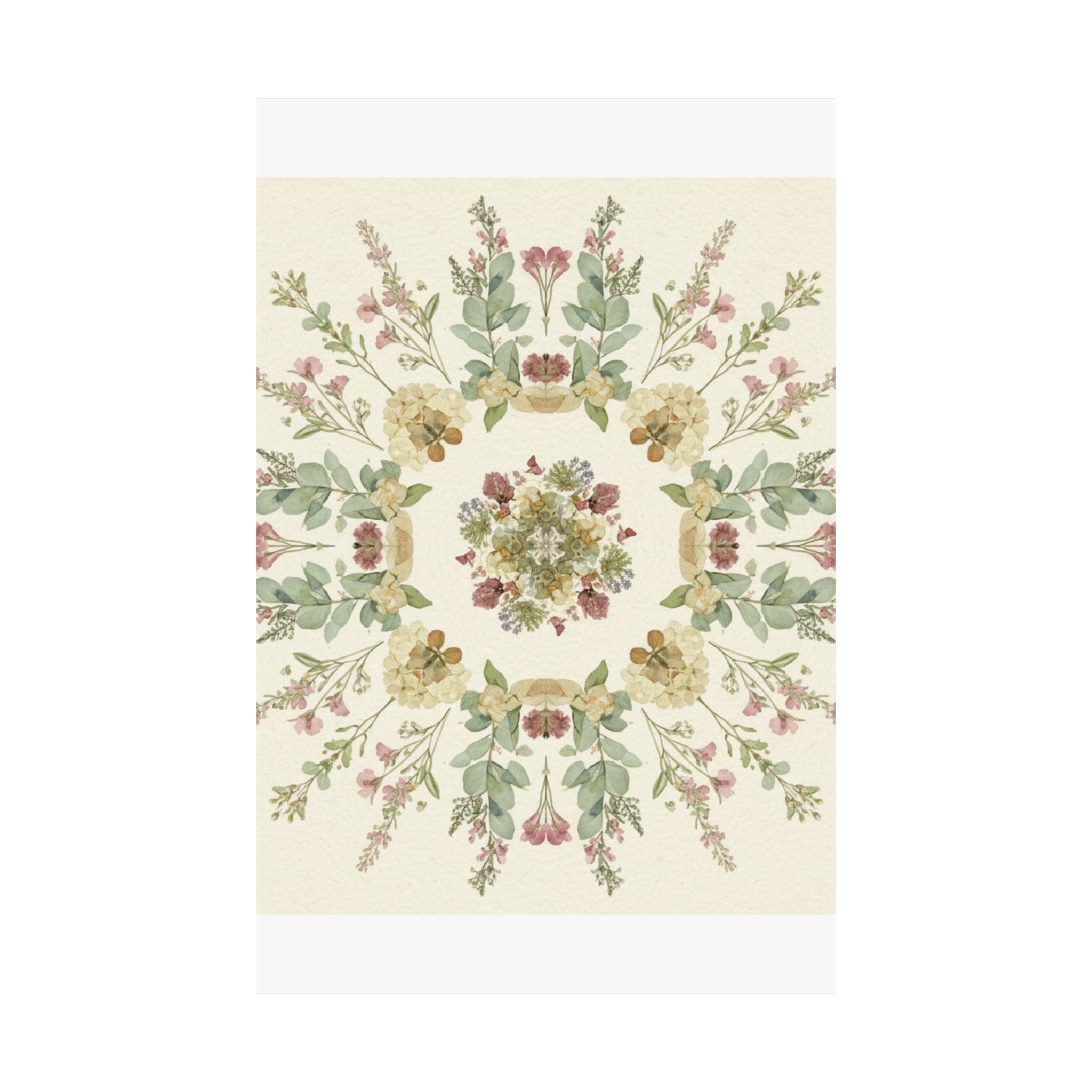 Pressed Wildflower Symmetry Cottagecore Botanical Poster