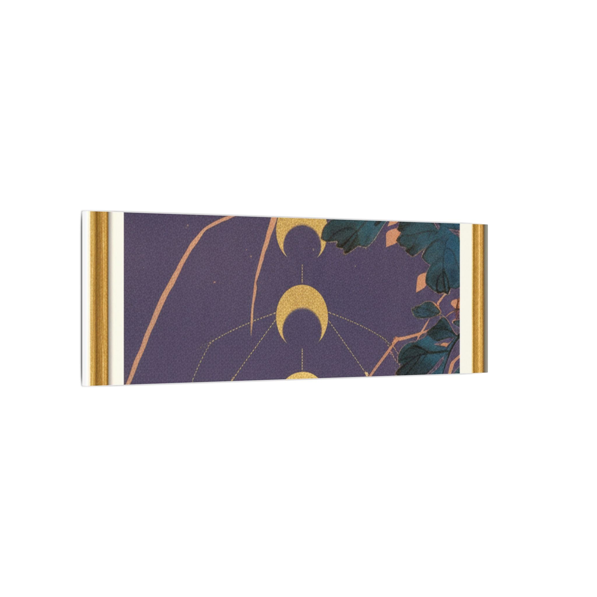 Chrysanthemum and Gold Moon Phases Woodblock Matte Canvas