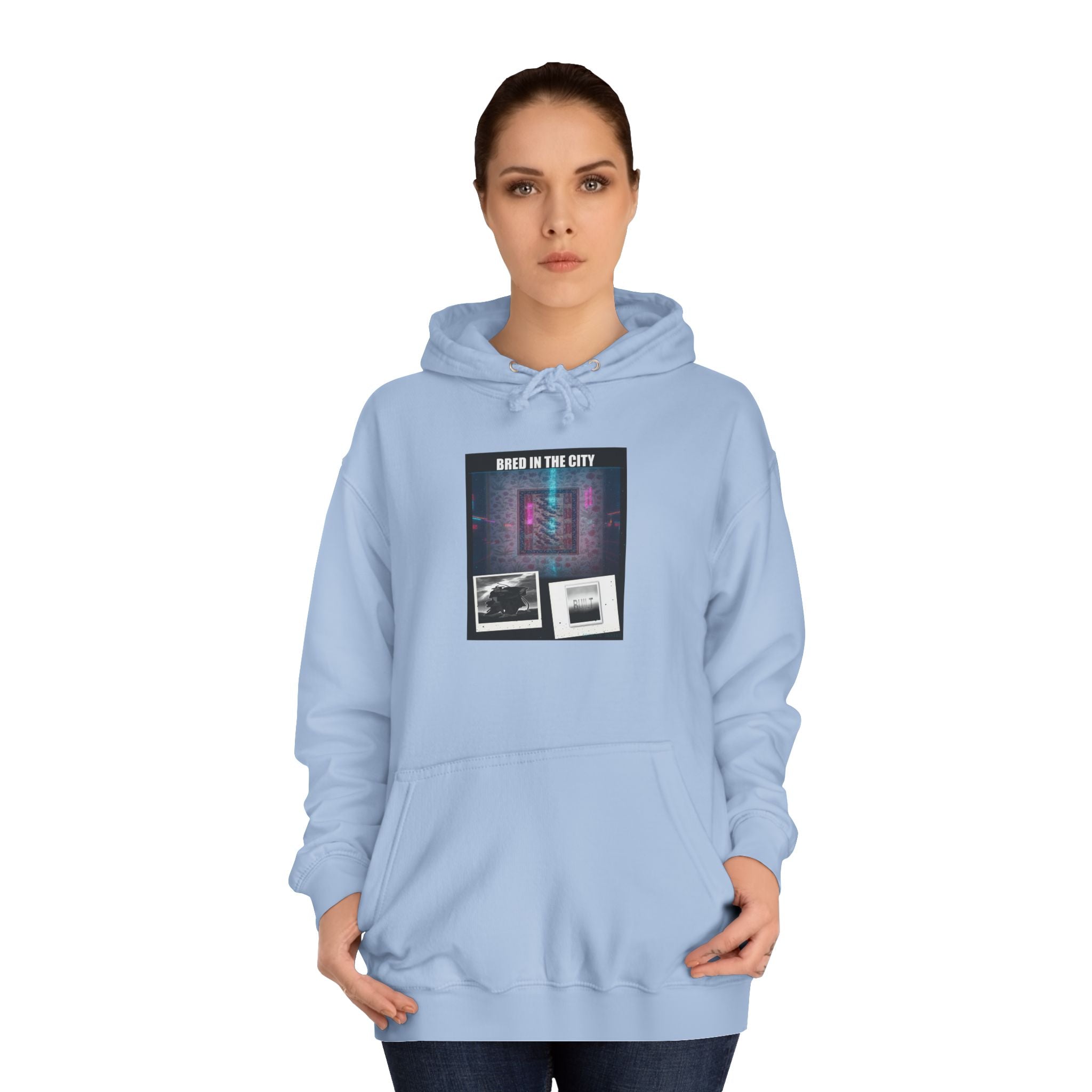BRED IN THE CITY Purple Neon Collage Hoodie