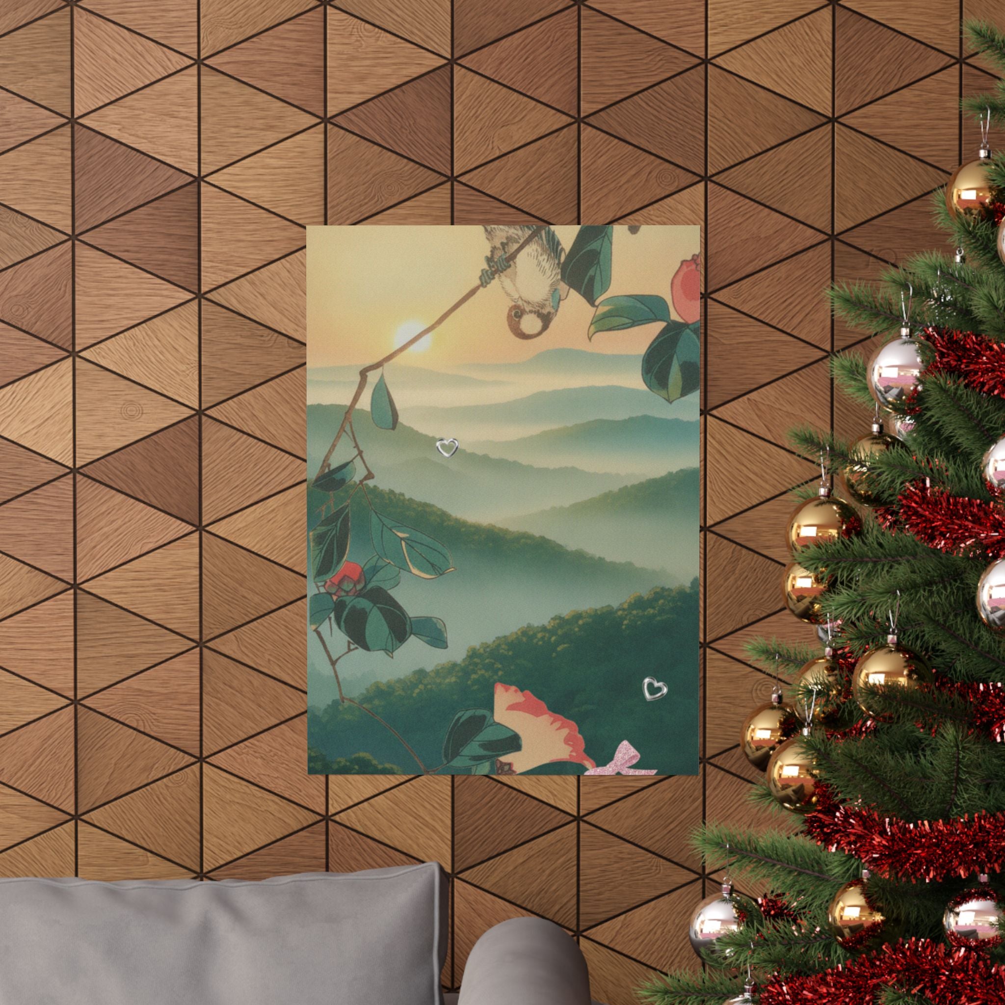 Scenic Nature — Camellia And Bullfinch — Matte Poster