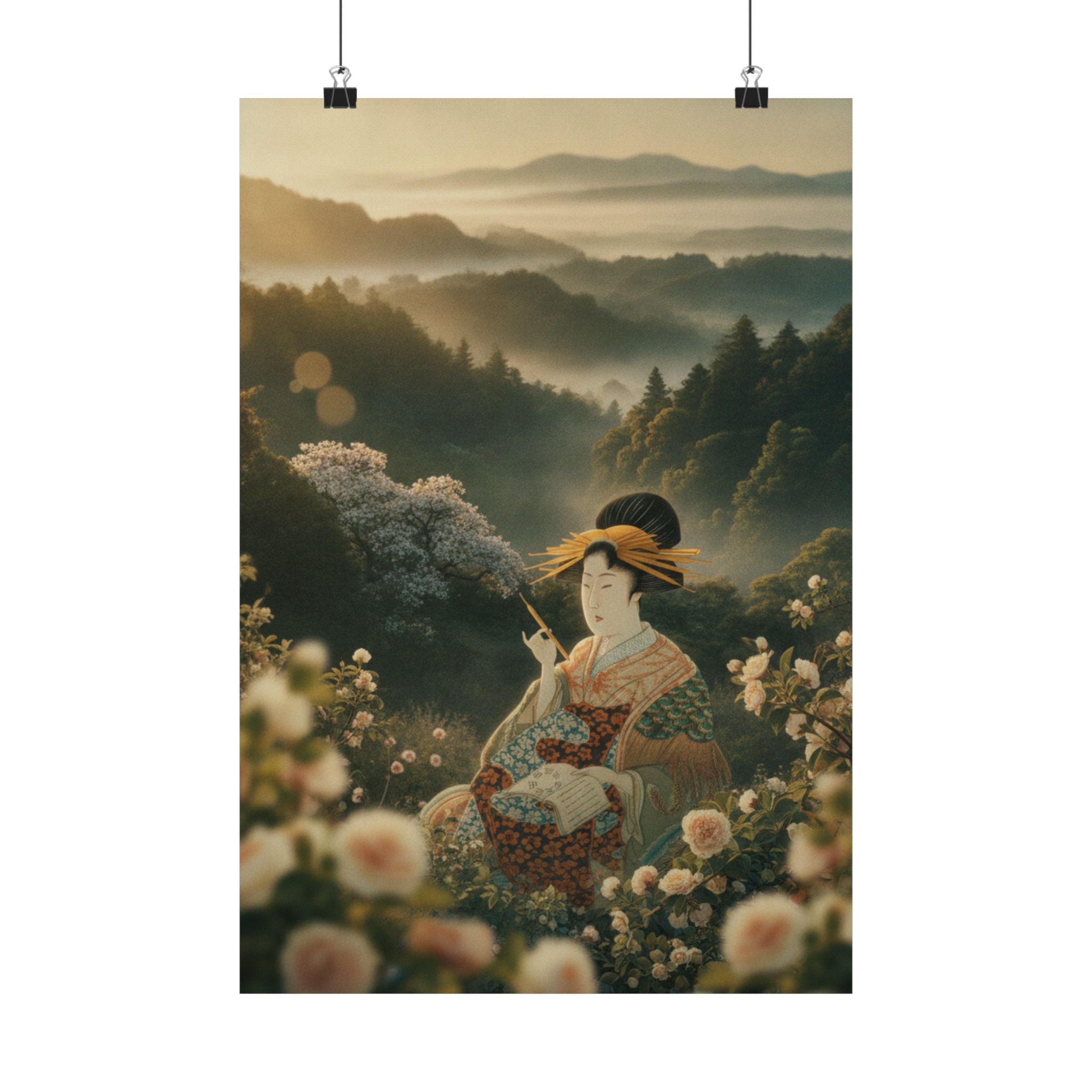 Scenic Nature — Courtesan With Book And Hair-Pin — Matte Poster