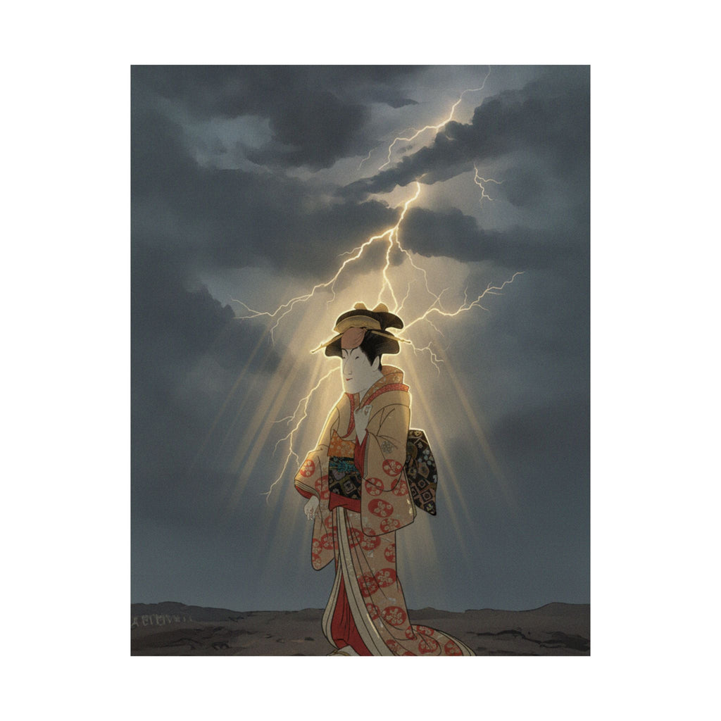 Dramatic Storm — Nakayama Tomisaburō As Miyagino In The Play "Katakiuchi Noriyaibanashi" — Matte Poster