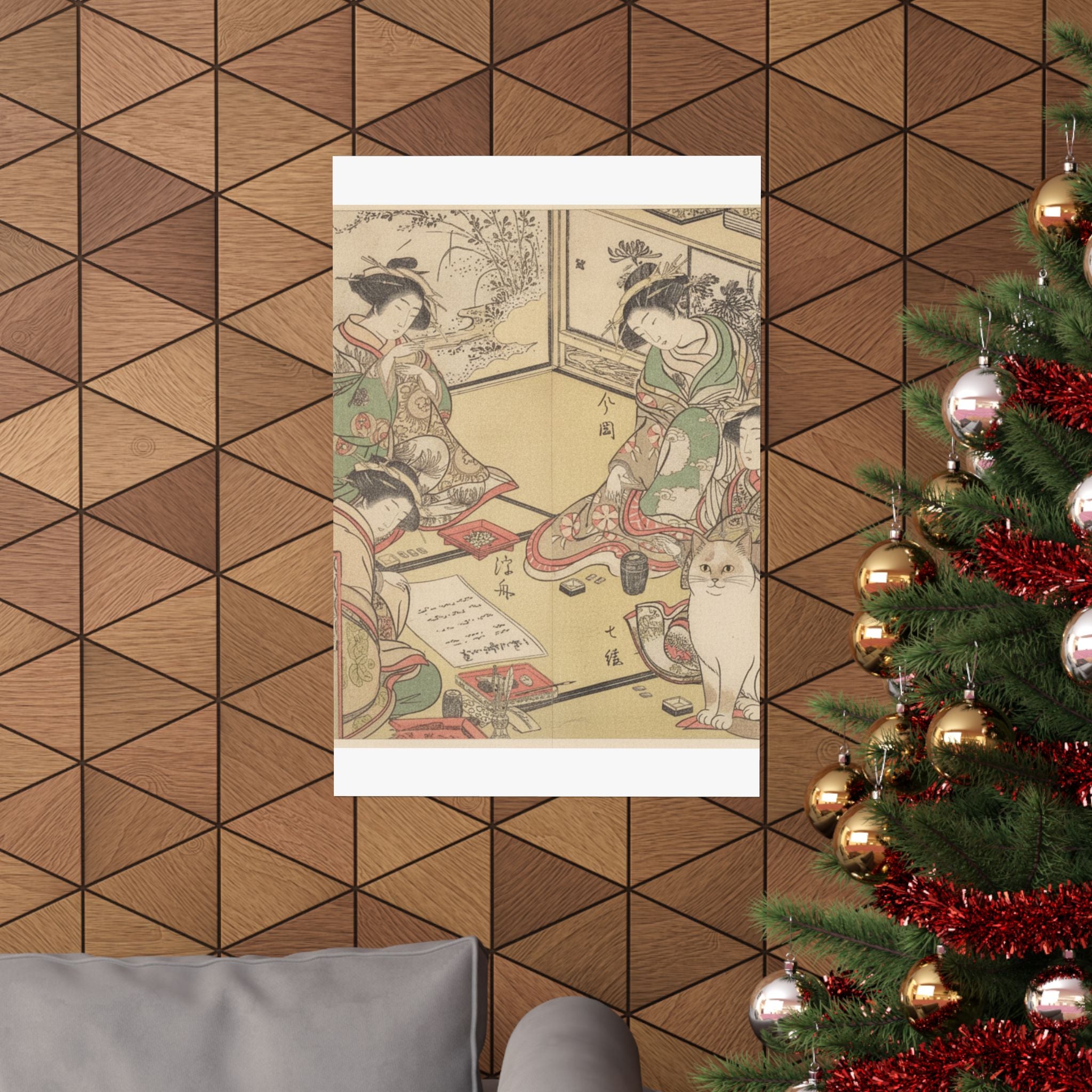 Botanical — Four Oiran Of The House Called Kadokana-Ya Playing The Game Of Ko-Awase (Incense — Matte Poster