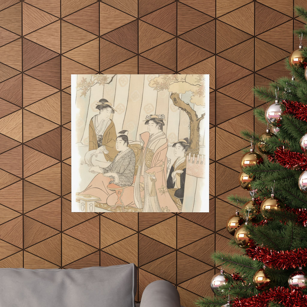 Watercolor — Prince Genji And Three Young Women — Matte Poster