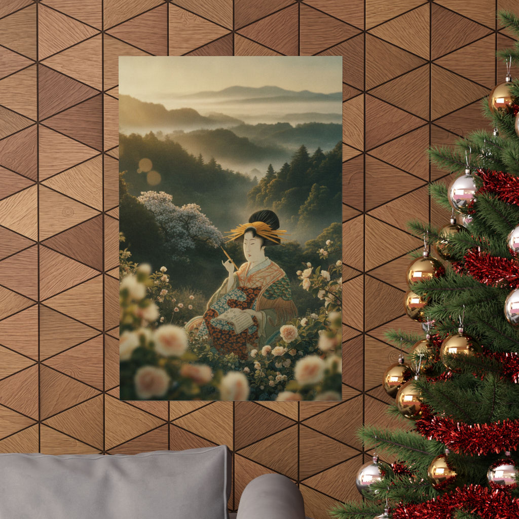 Scenic Nature — Courtesan With Book And Hair-Pin — Matte Poster