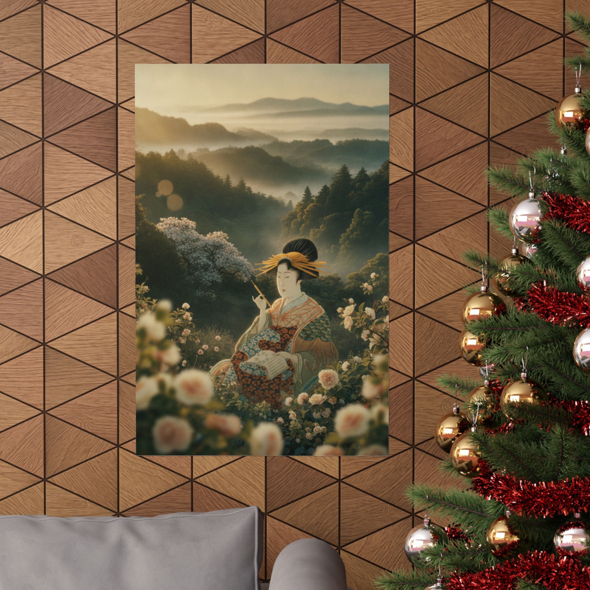 Scenic Nature — Courtesan With Book And Hair-Pin — Matte Poster