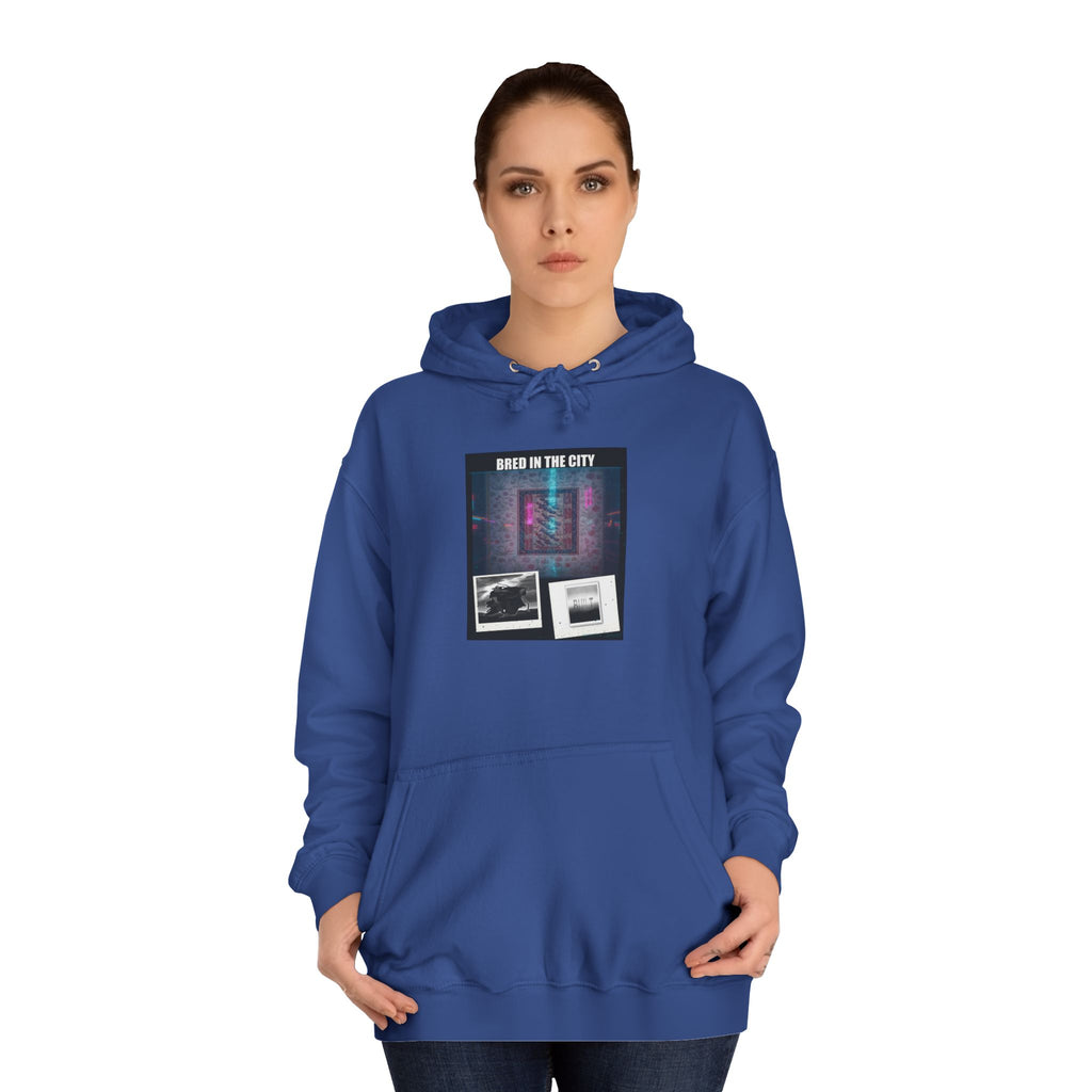 BRED IN THE CITY Purple Neon Collage Hoodie