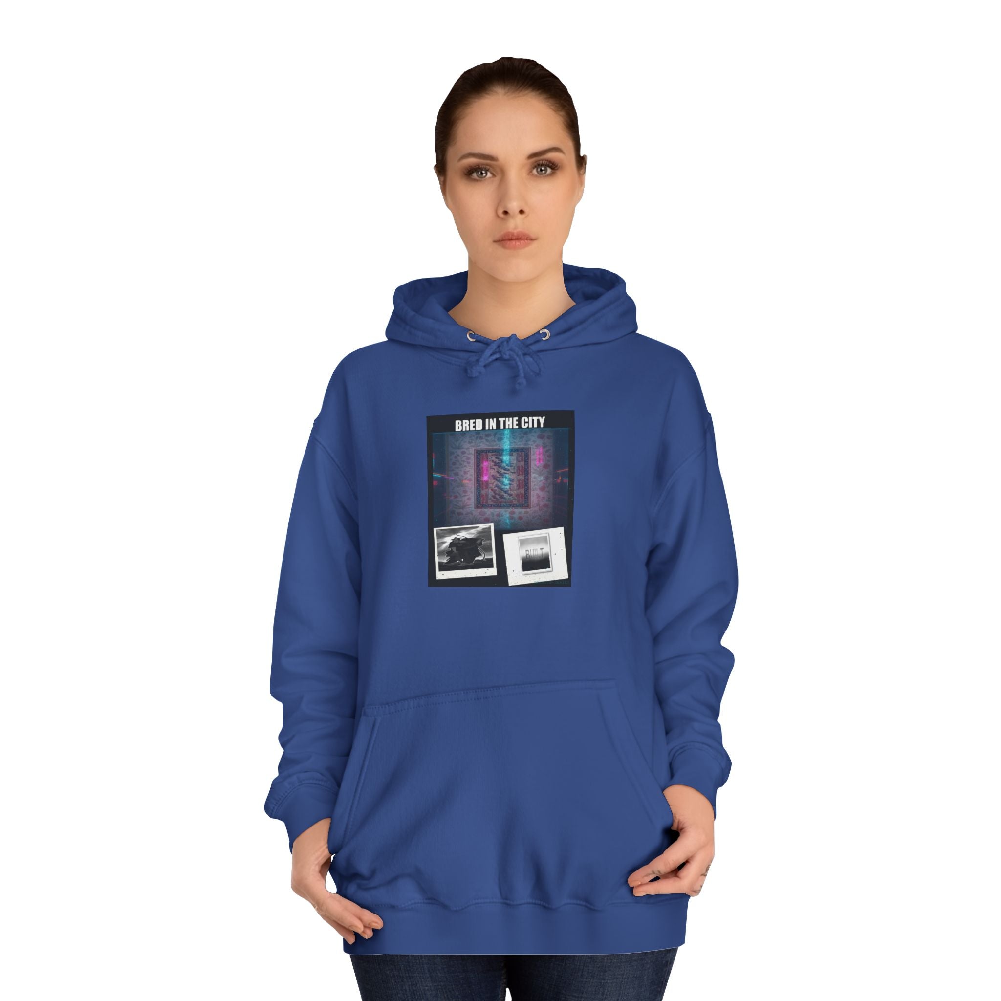 BRED IN THE CITY Purple Neon Collage Hoodie