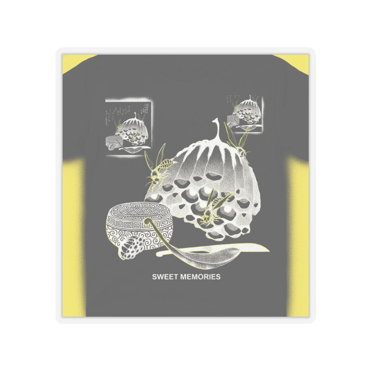 Streetwear Collage — Hives With Wasps, And A Box With A Spoon For Honey — Kiss-Cut Sticker