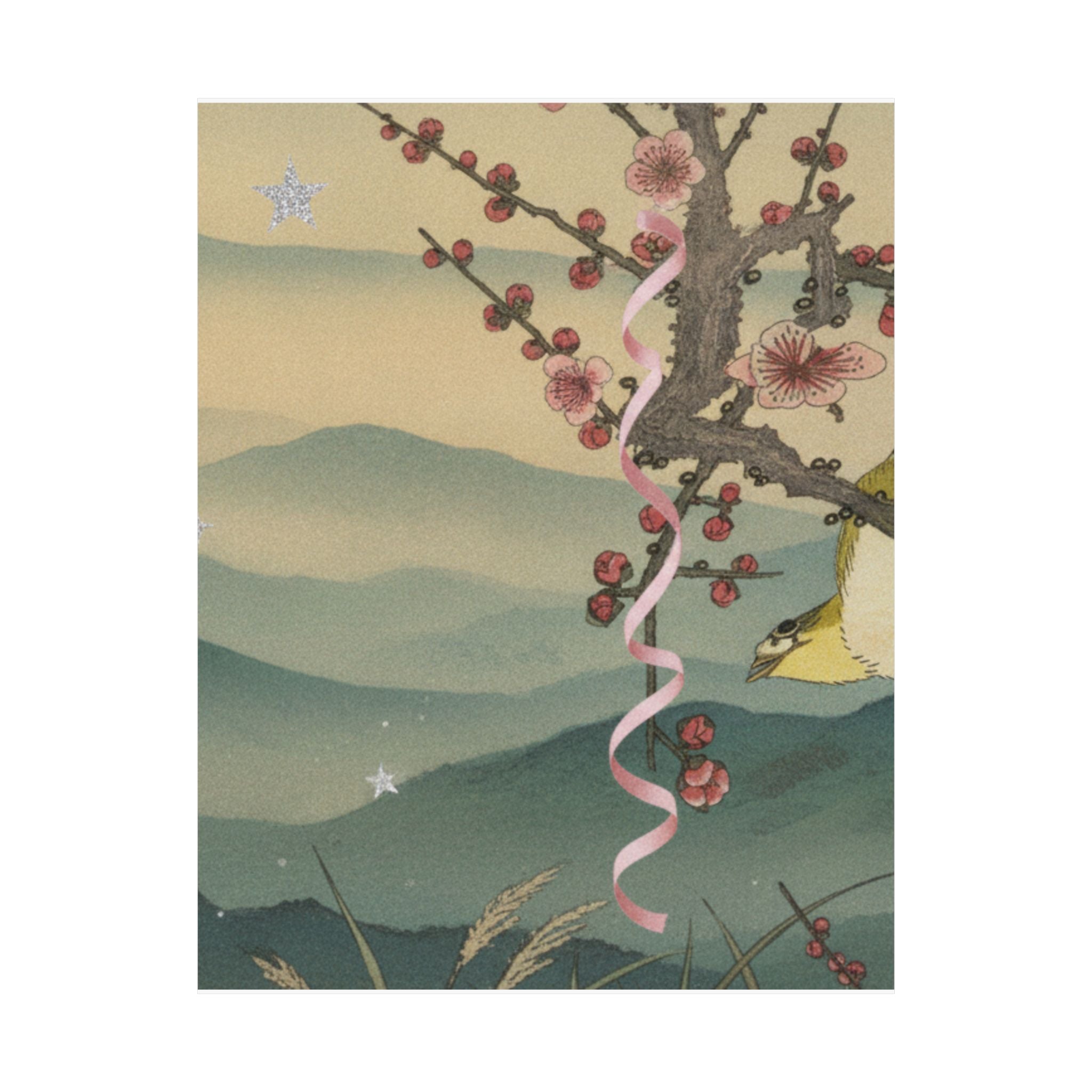 Scenic Nature — Bush Warbler On A Plum Branch (Ume Ni Uguisu) — Matte Poster