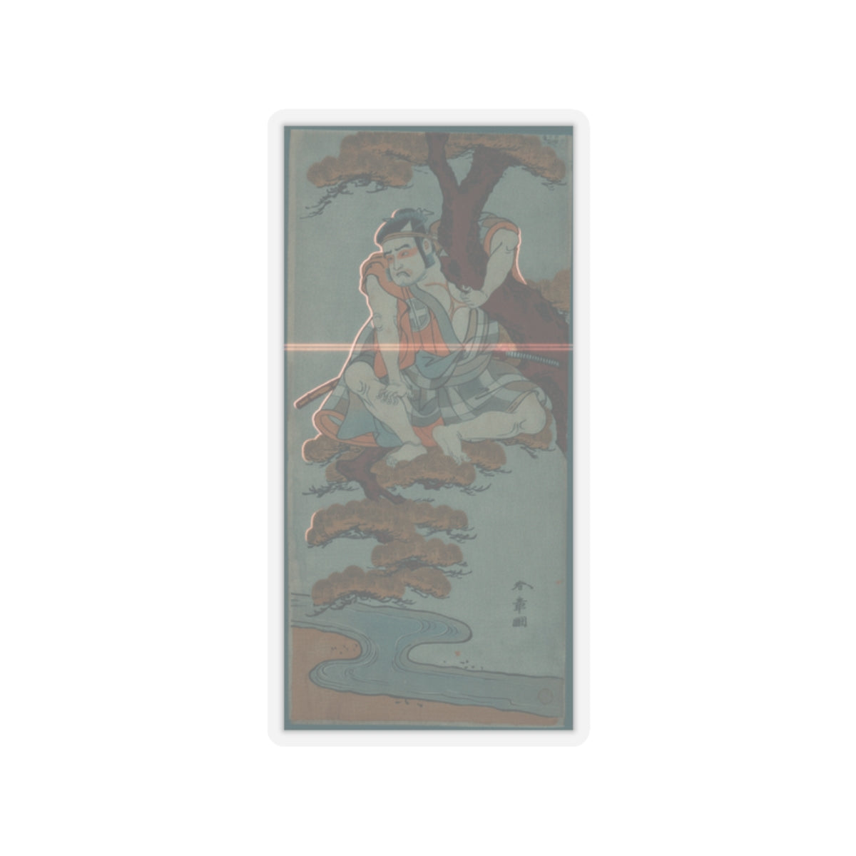 Cinematic — The Actor Otani Hiroemon Iii Watching From The Branches Of A Pine Tree Overhangi — Kiss-Cut Sticker