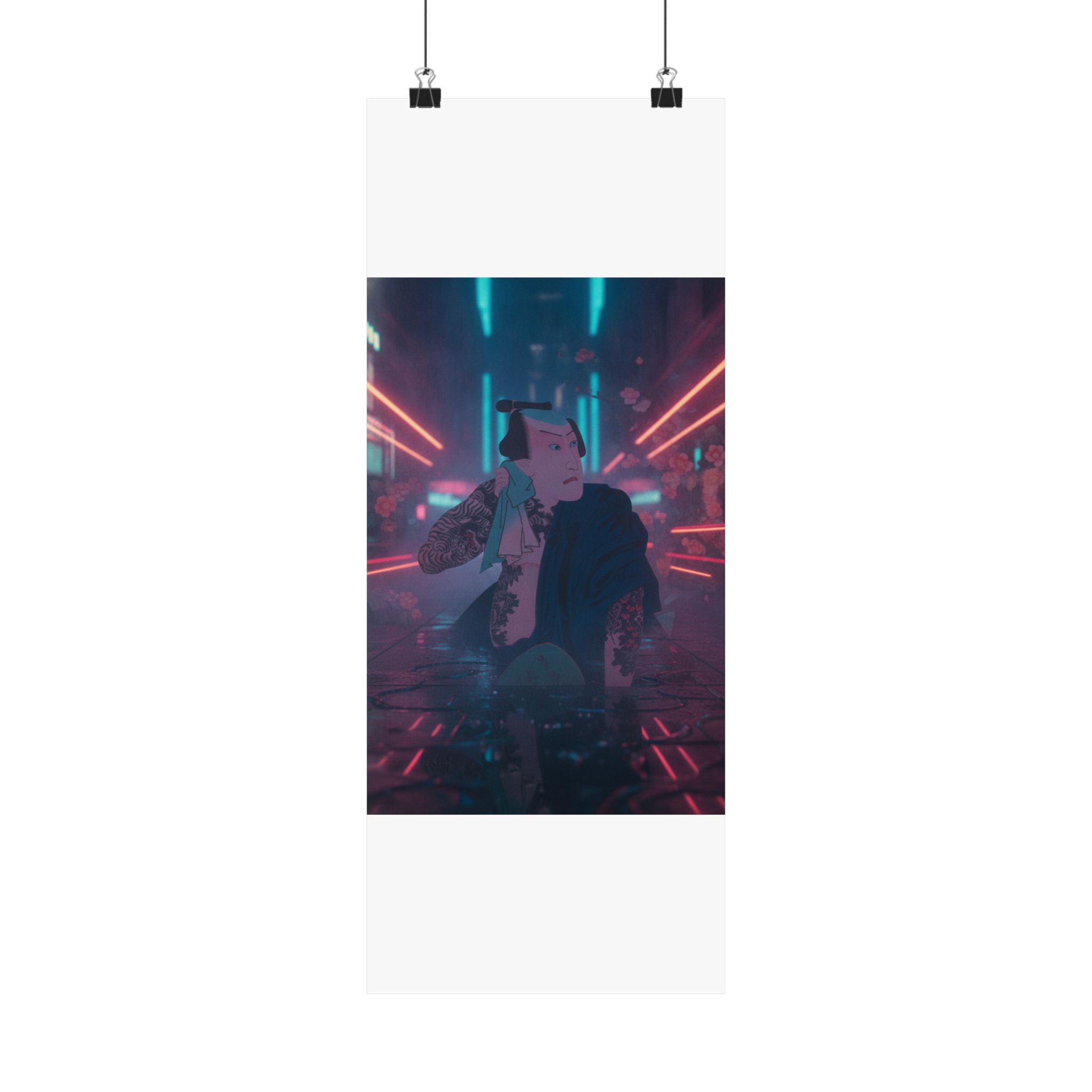 Neon Noir — The Actor Kawarazaki Gonjūrō I As Ude No Kisaburō, Likened To Wu Song The Asceti — Matte Poster