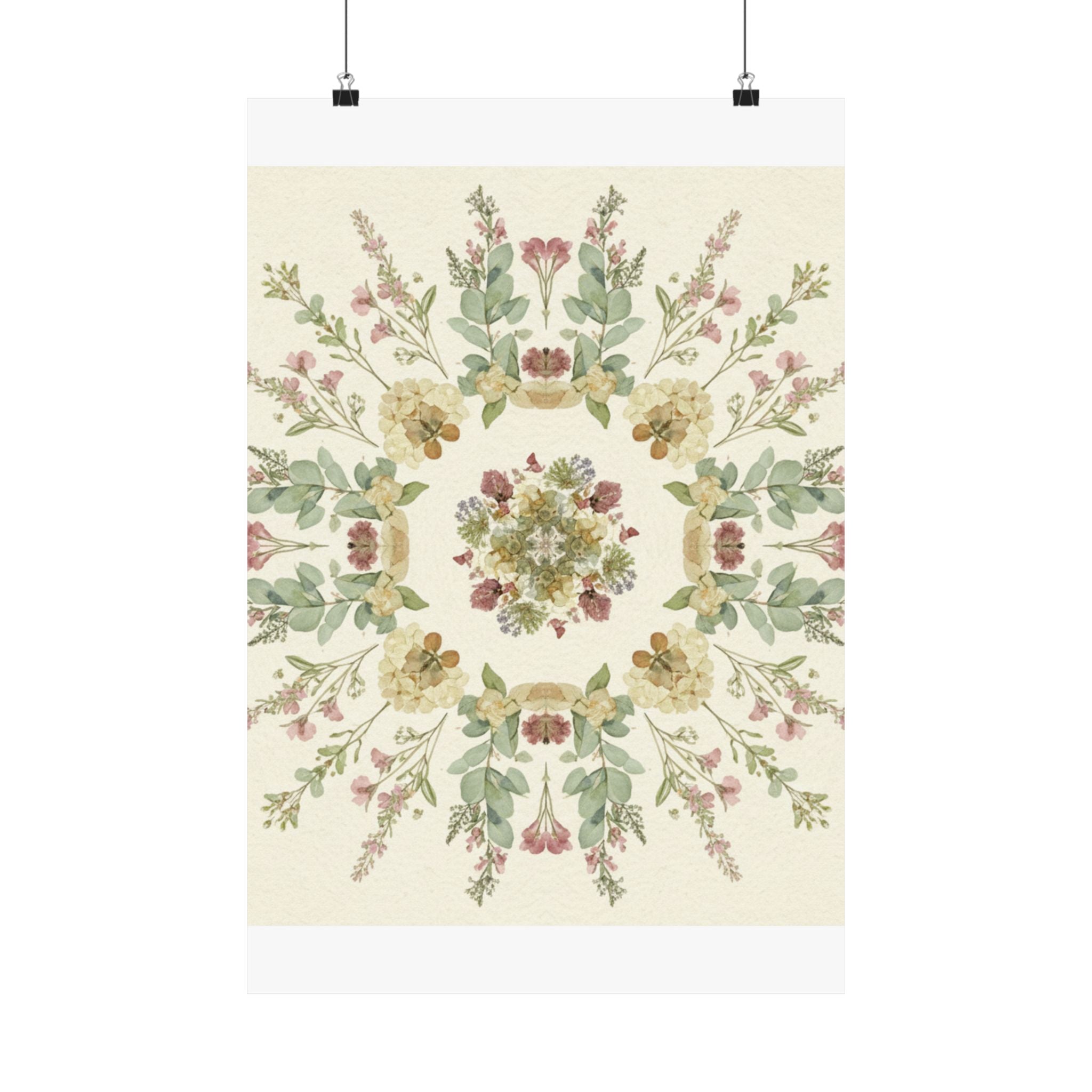 Pressed Wildflower Symmetry Cottagecore Botanical Poster