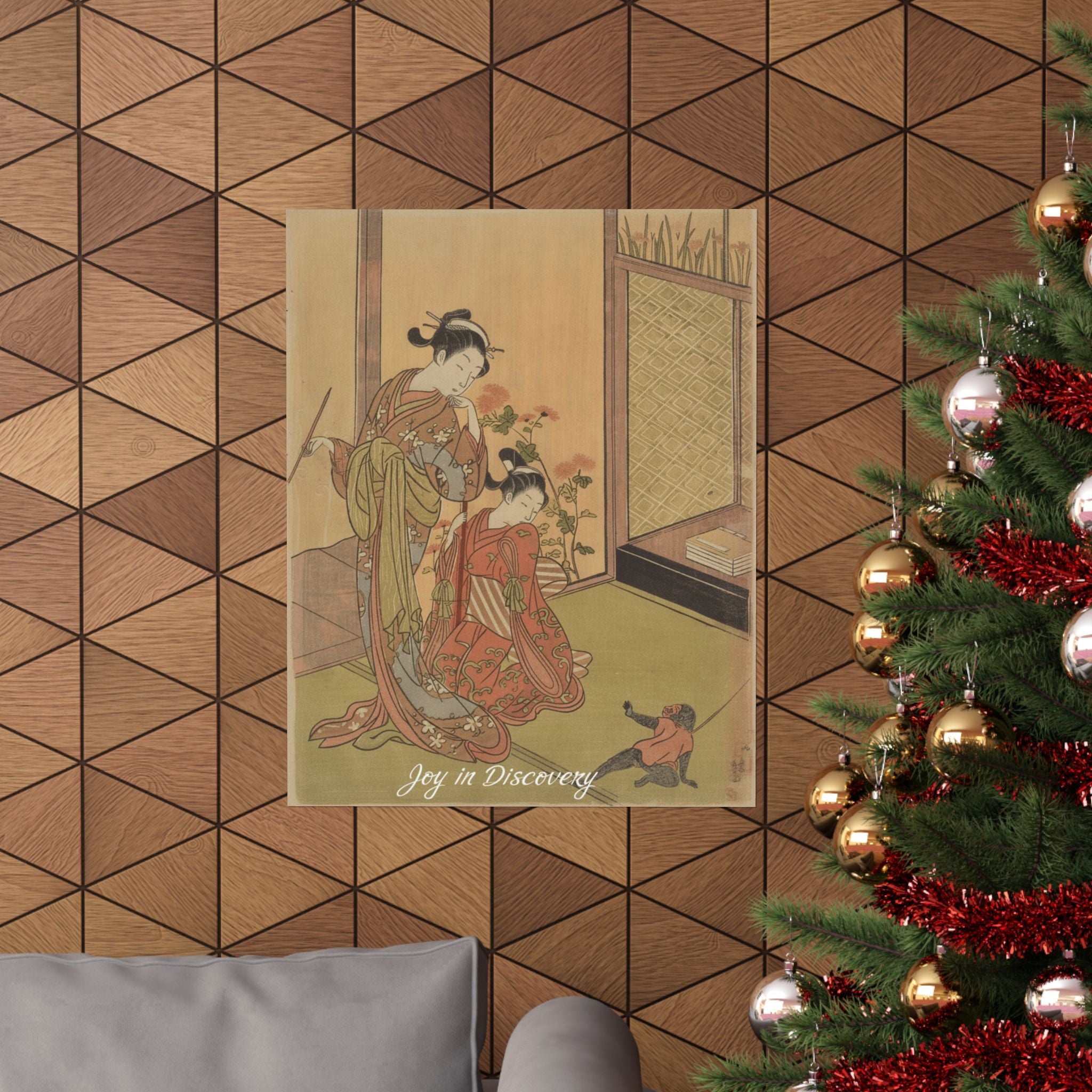 Affirmation — Two Girls Looking At A Monkey On A Leash — Matte Poster