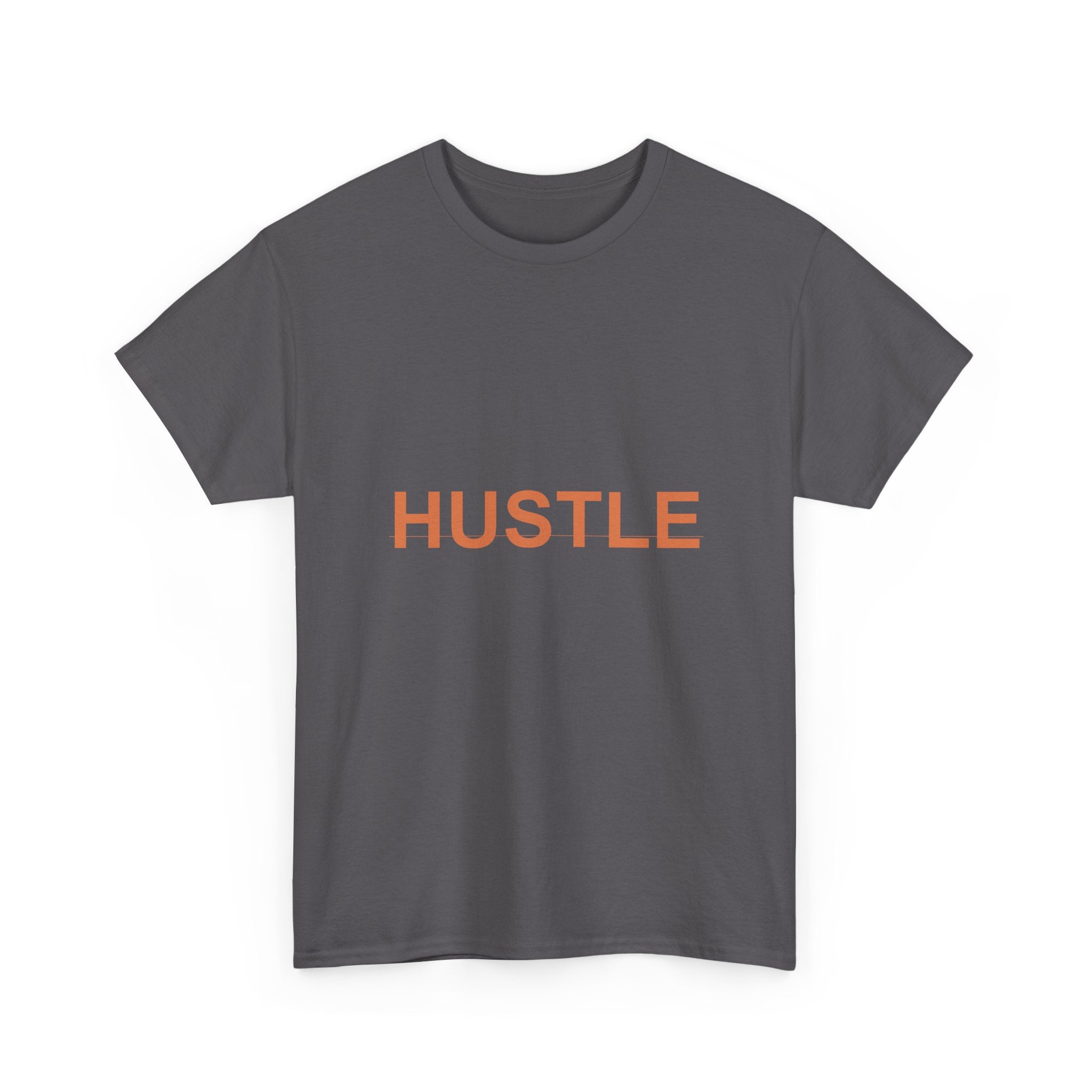 HUSTLE Bold Burnt-Orange Minimal Typography Tee
