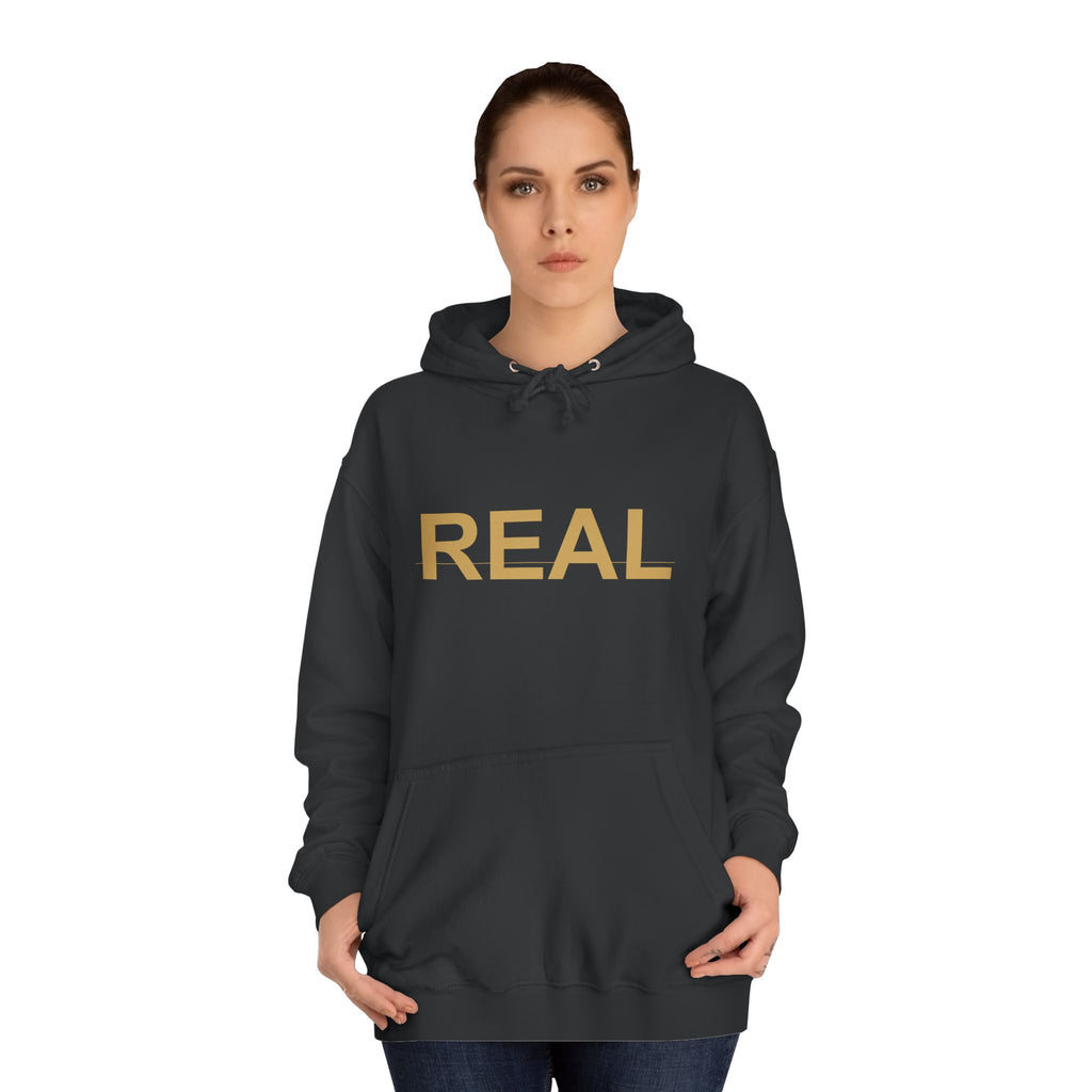 REAL Gold Block Letter Minimalist Statement Hoodie