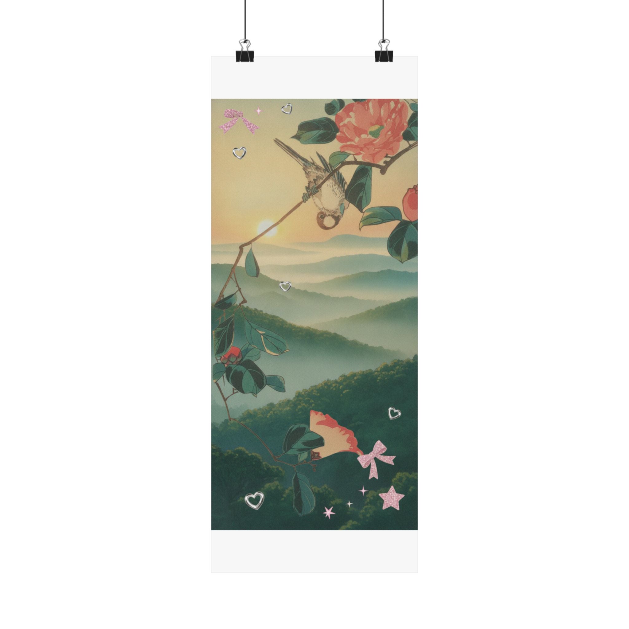 Scenic Nature — Camellia And Bullfinch — Matte Poster