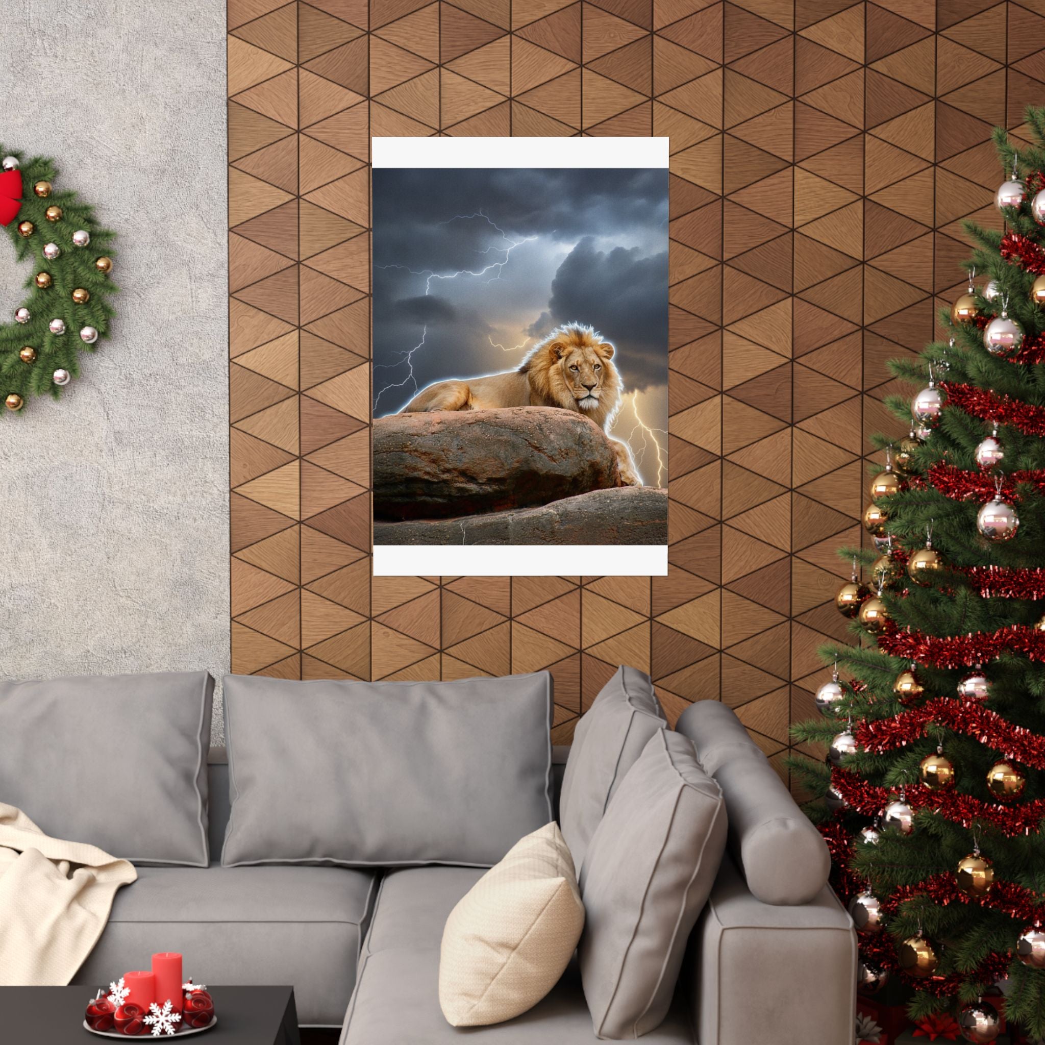 Dramatic Storm — Lion — Matte Poster