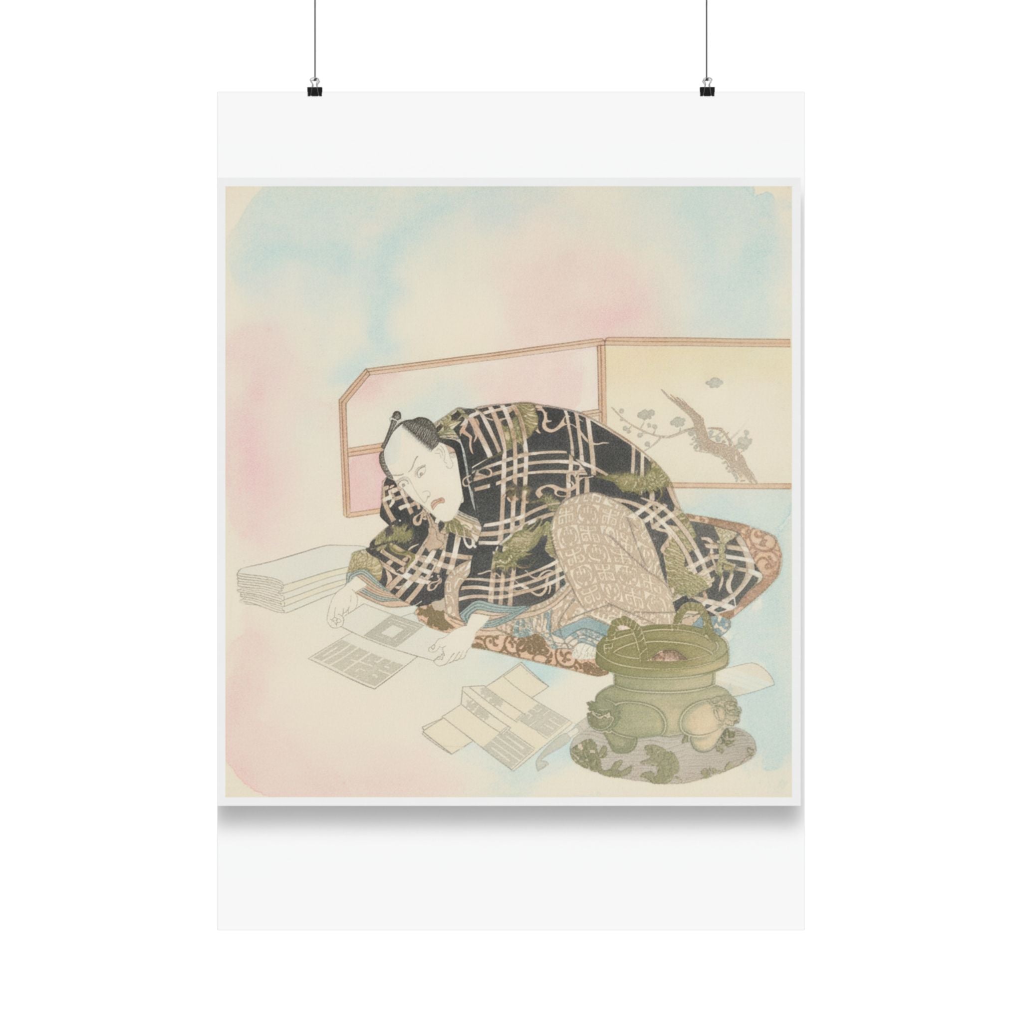 Watercolor — Ichikawa Danjūrō Vii Preparing New Year'S Gifts — Matte Poster