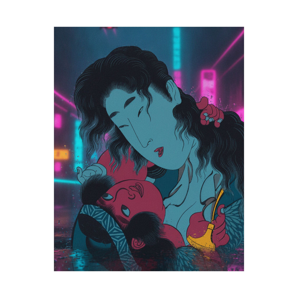 Neon Noir — Yamauba Playing With Kintarō — Matte Poster