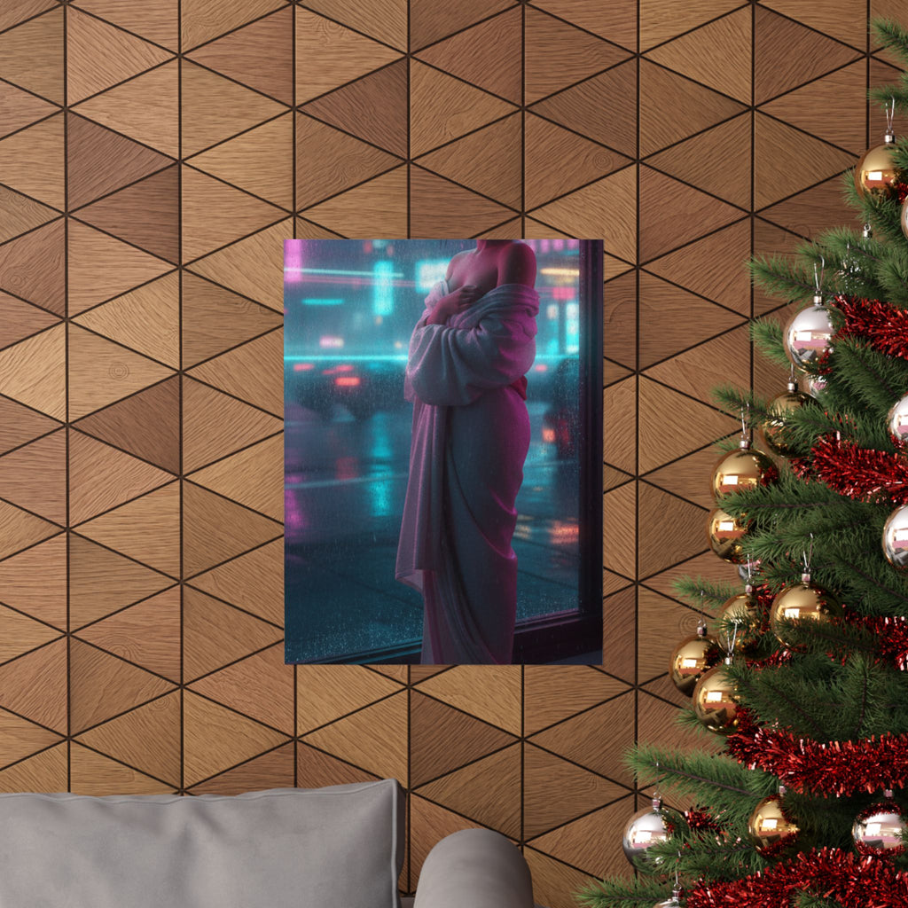Neon Noir — Girl Drying Herself After Her Bath — Matte Poster