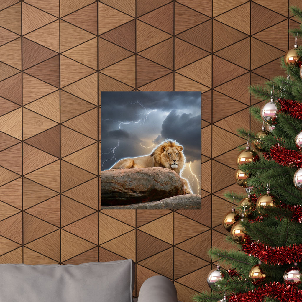 Dramatic Storm — Lion — Matte Poster