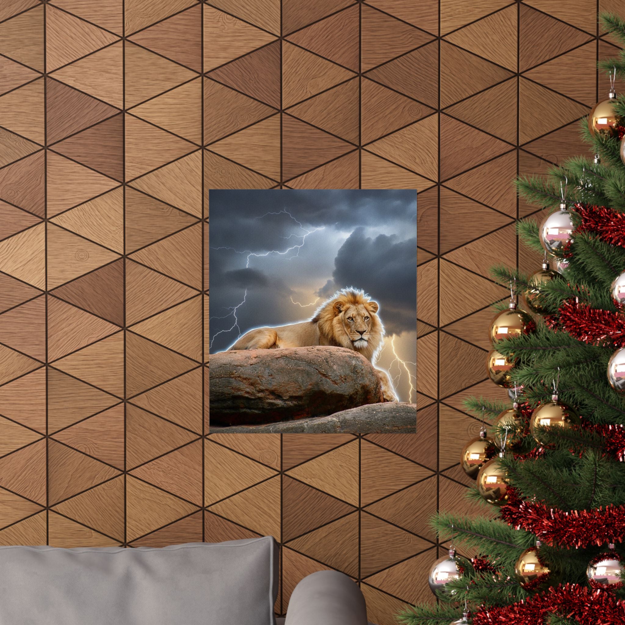 Dramatic Storm — Lion — Matte Poster