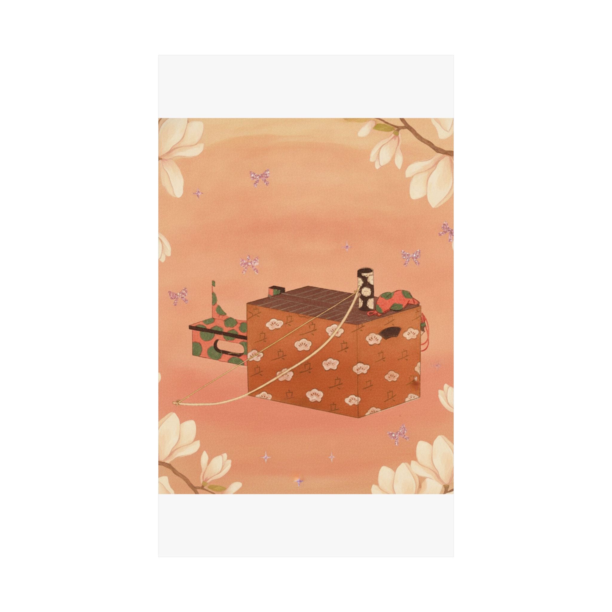 Southern Sunset — Box For Sugoroku Game (A Kind Of Backgammon), Bow And Drum — Matte Poster