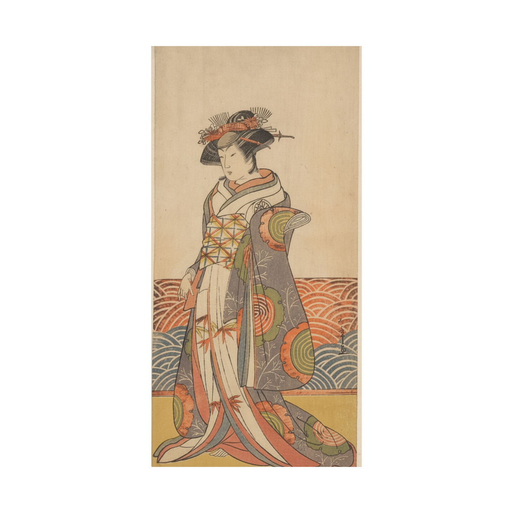 Product Marketing — The Third Segawa Kikunojo As A Woman Standing In A Room Having A Wave-Pattern Da — Matte Poster