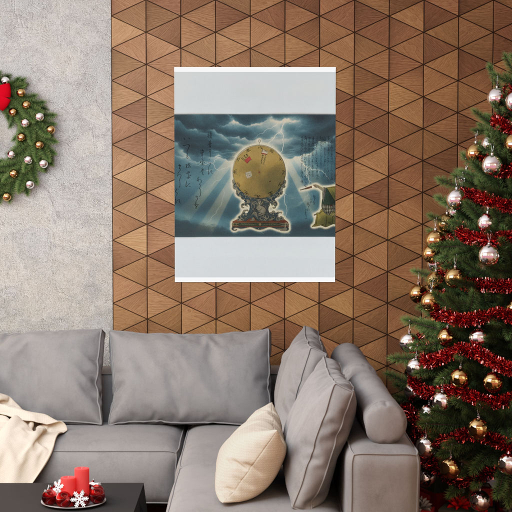 Dramatic Storm — Moveable Rotating Calendar Mounted On Elaborate Wave-Base With Rabbit Crest — Matte Poster