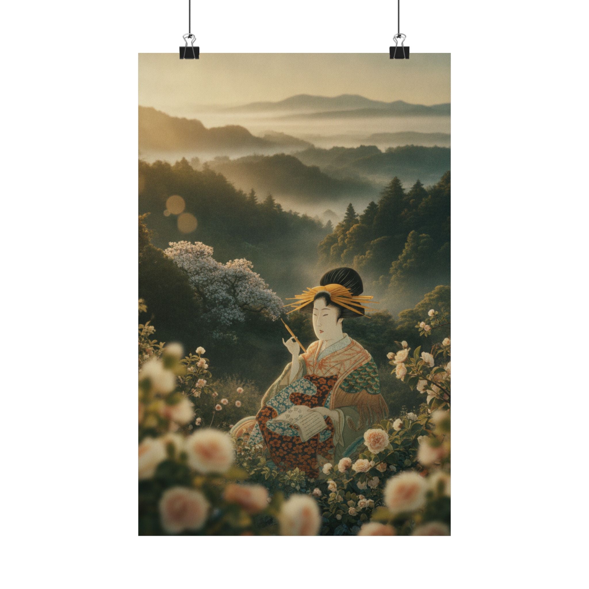 Scenic Nature — Courtesan With Book And Hair-Pin — Matte Poster