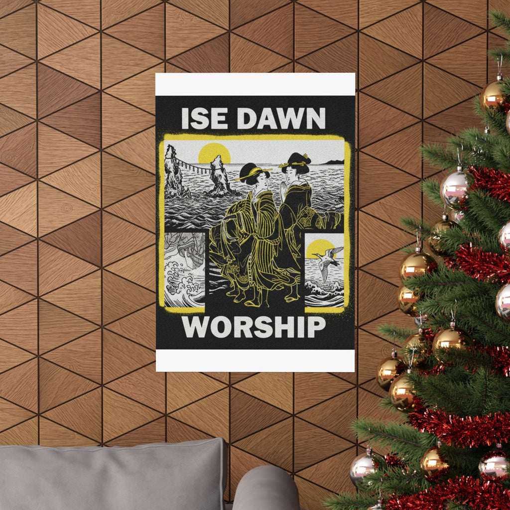 Streetwear Collage — Women Worshipping The Rising Sun Between The Twin Rocks At Ise — Matte Poster