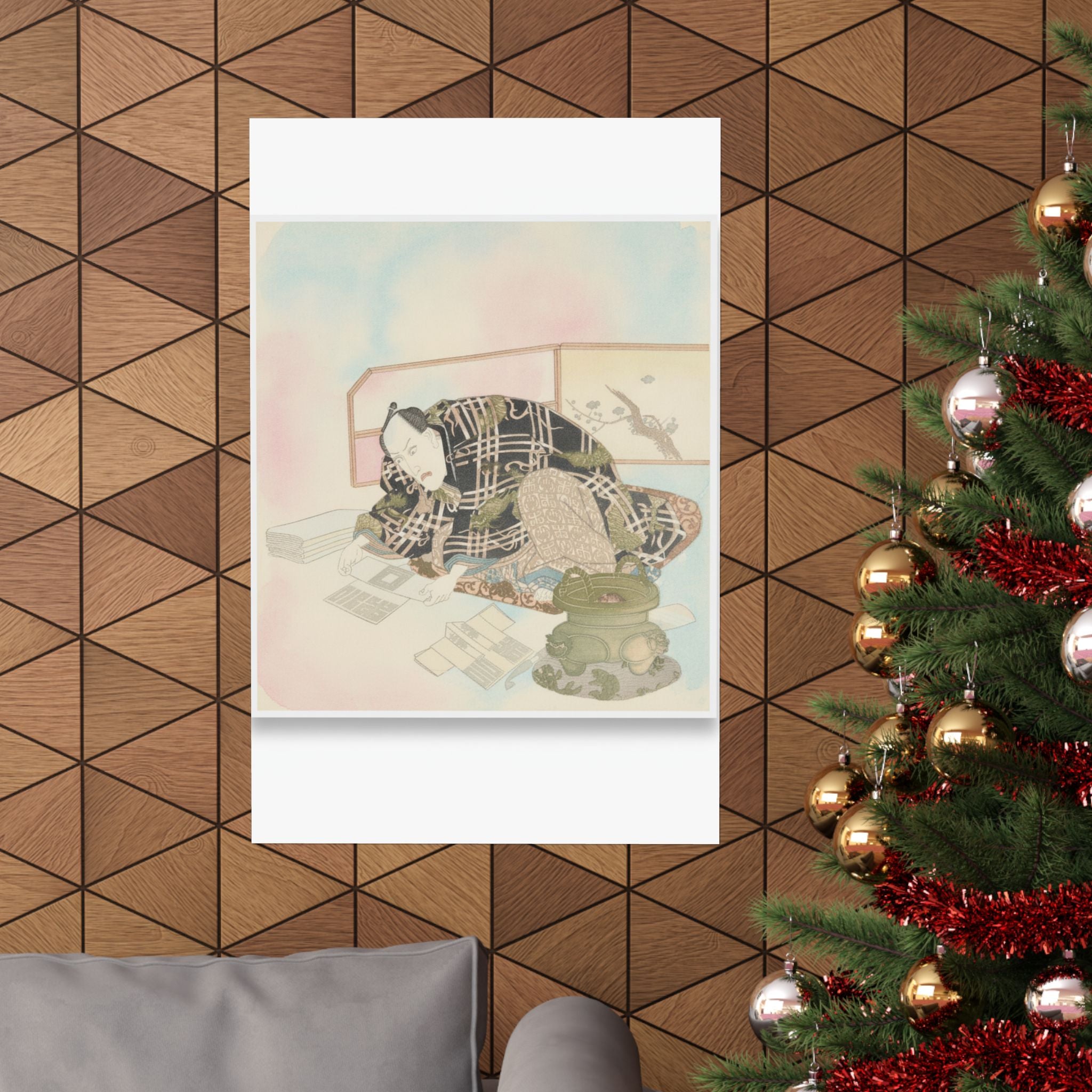 Watercolor — Ichikawa Danjūrō Vii Preparing New Year'S Gifts — Matte Poster