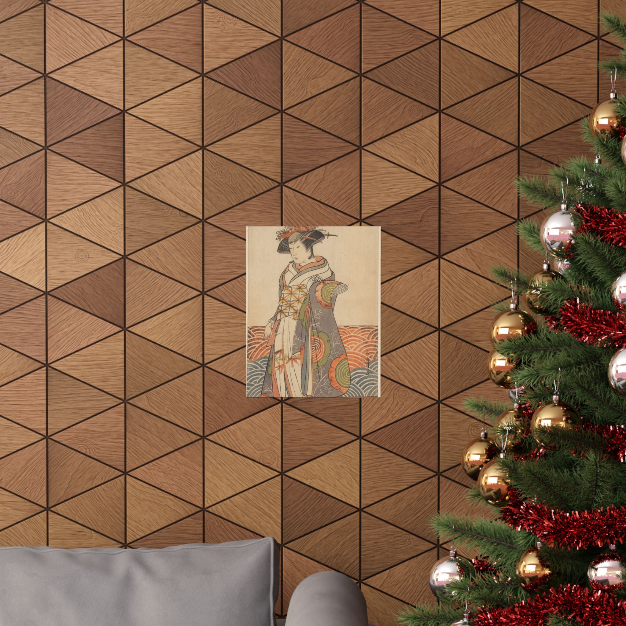Product Marketing — The Third Segawa Kikunojo As A Woman Standing In A Room Having A Wave-Pattern Da — Matte Poster