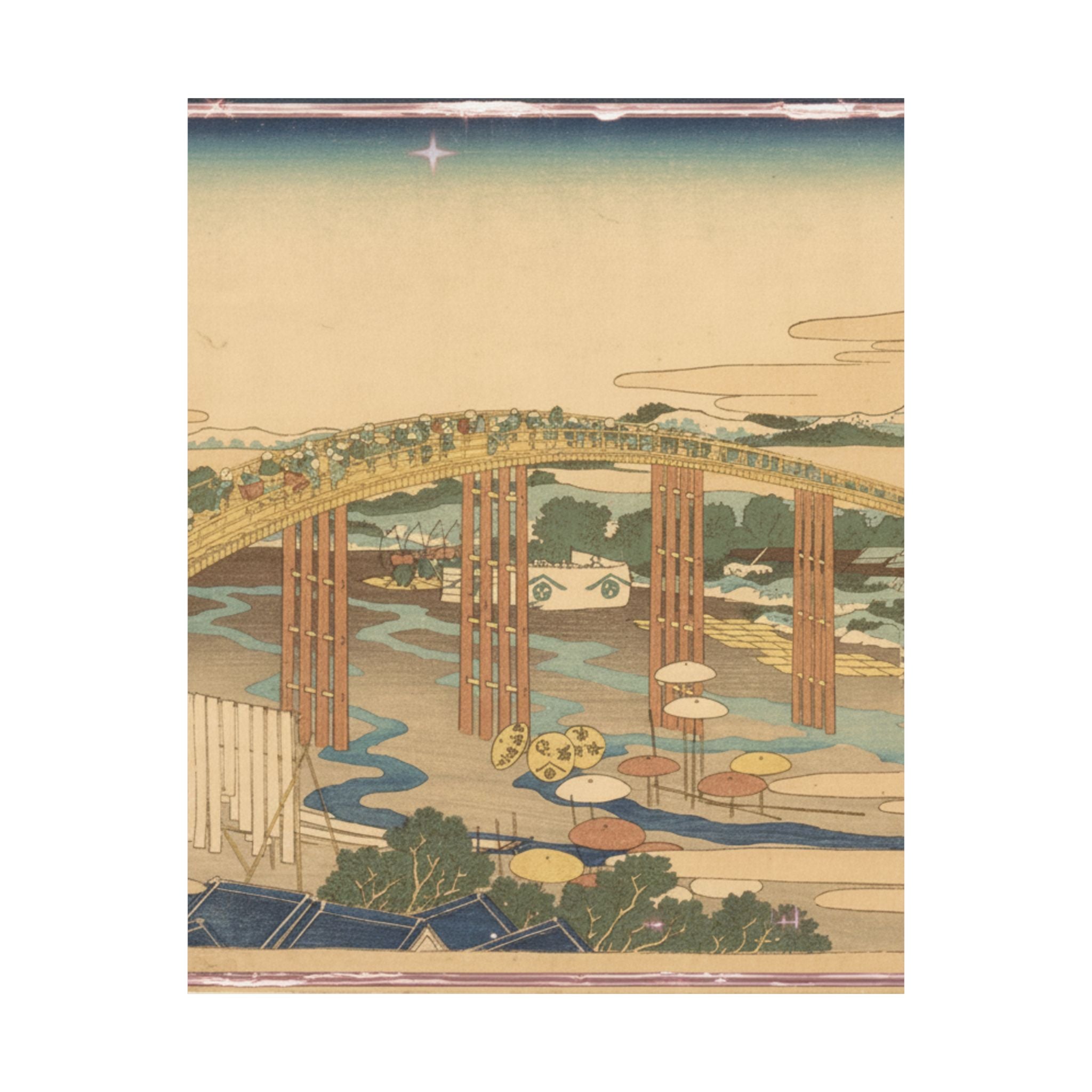 Scenic Nature — Yahagi Bridge At Okazaki On The Tōkaidō (Tōkaidō Okazaki Yahagi No Hashi), From  — Matte Poster