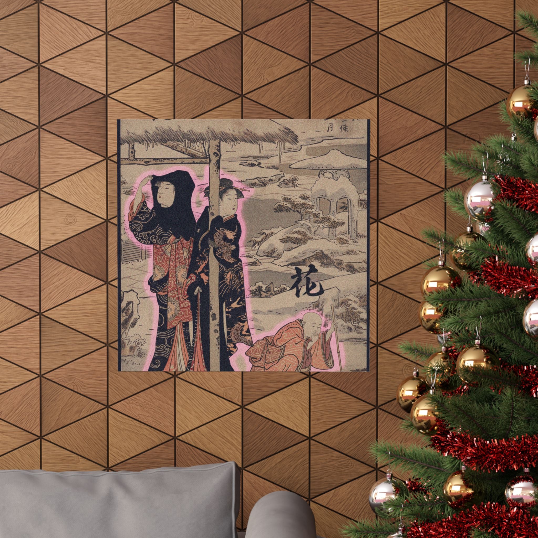 Japanese Street — A Day In Winter; Two Ladies And A Child In A Garden — Matte Poster