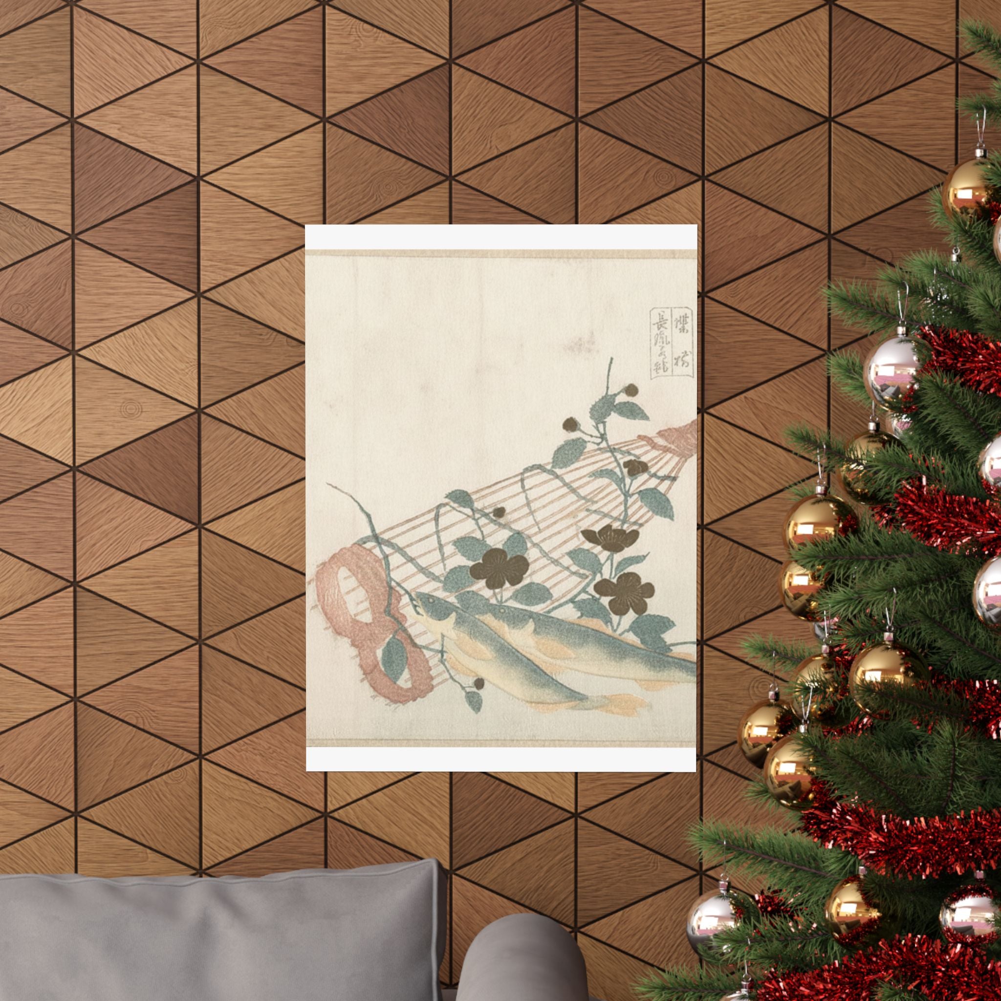 Botanical — Sweet Fishes Of The Nagara River, With Baskets And Flowers — Matte Poster