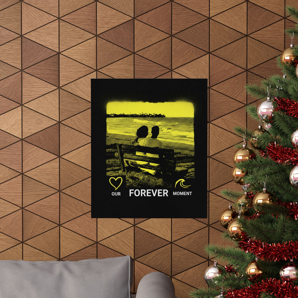 Our Forever Moment Beach Sunset Couple Yellow Matte Poster