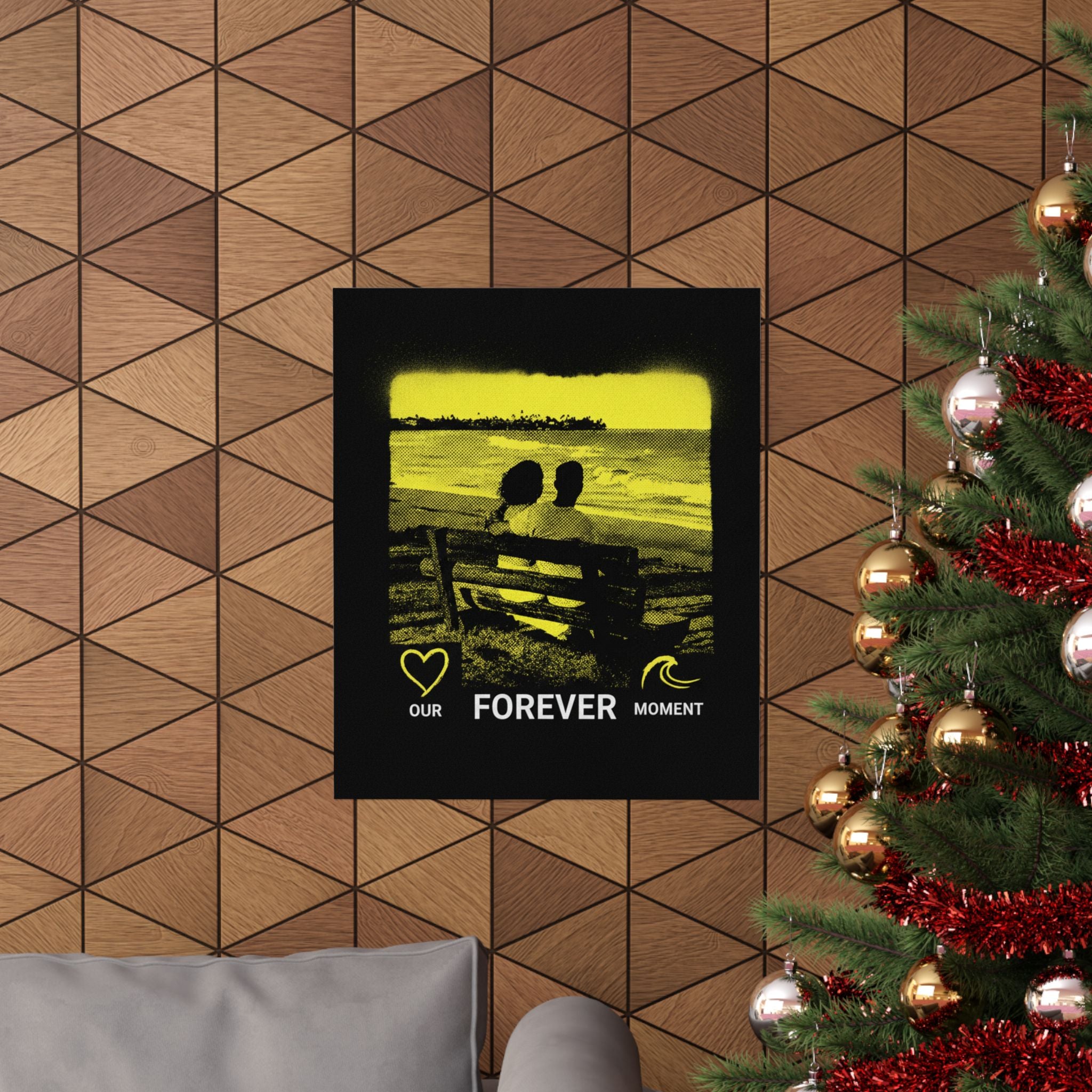 Our Forever Moment Beach Sunset Couple Yellow Matte Poster