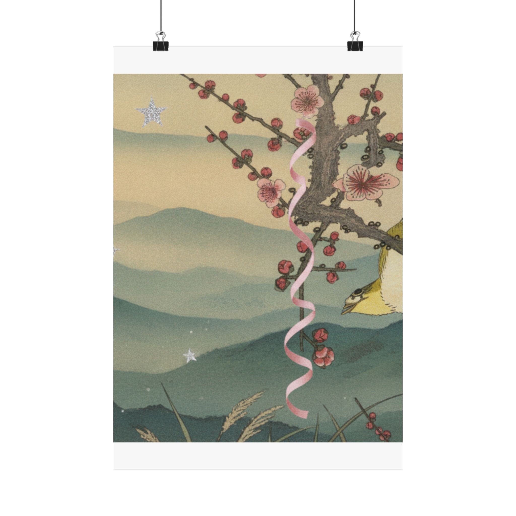 Scenic Nature — Bush Warbler On A Plum Branch (Ume Ni Uguisu) — Matte Poster