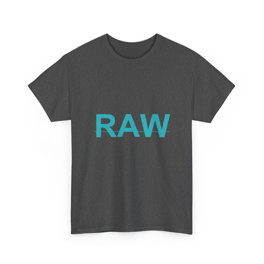RAW Teal Block Letter Minimalist Statement Tee